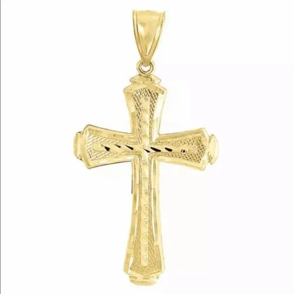 Solid Gold Cross Pendant Brand New Nice Size!